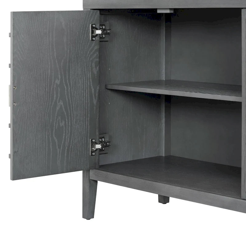 Portes de buffet rétro avec rainure circulaire Poignée de porte ronde en métal - 60L x 16P x 32H