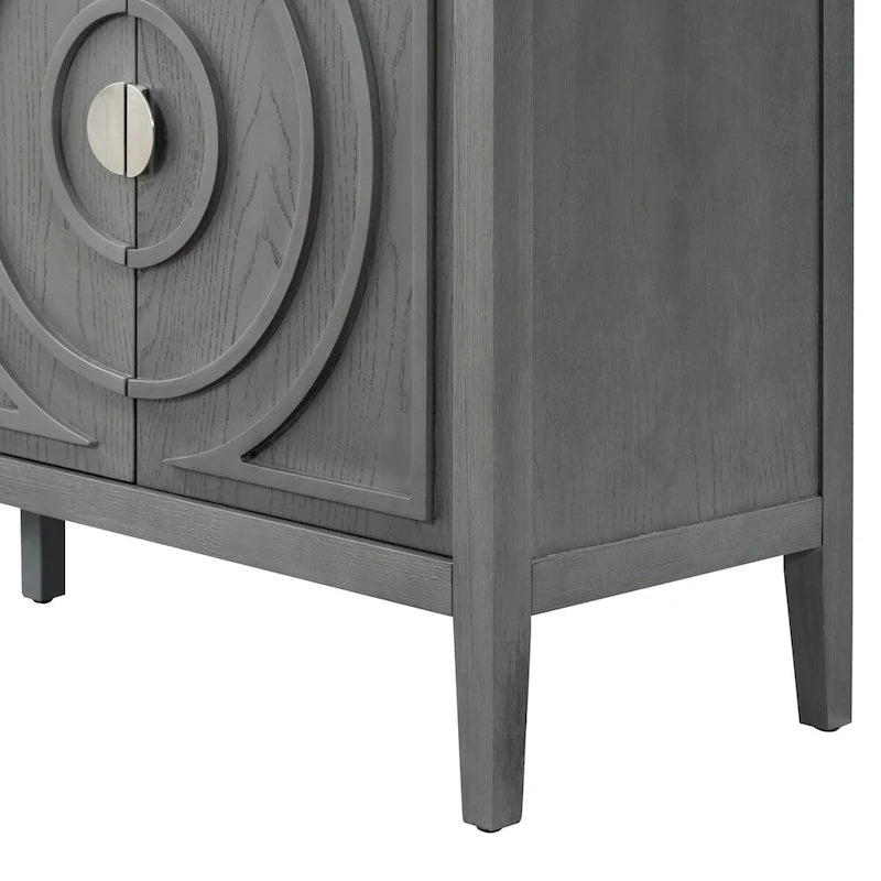 Portes de buffet rétro avec rainure circulaire Poignée de porte ronde en métal - 60L x 16P x 32H