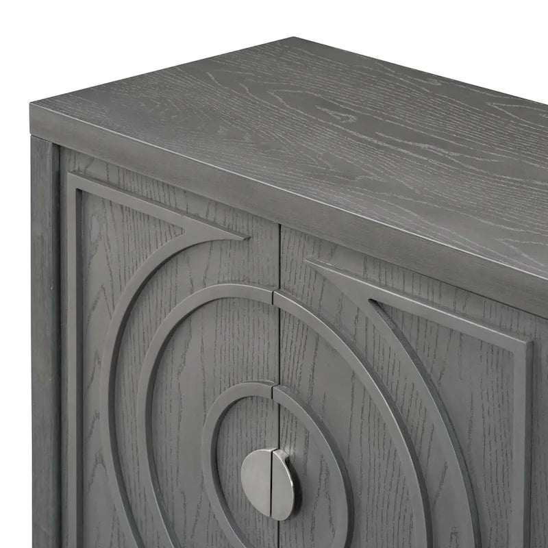 Portes de buffet rétro avec rainure circulaire Poignée de porte ronde en métal - 60L x 16P x 32H