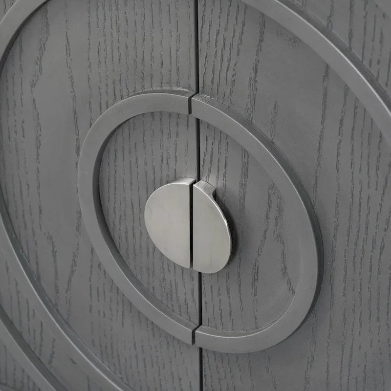 Portes de buffet rétro avec rainure circulaire Poignée de porte ronde en métal - 60L x 16P x 32H
