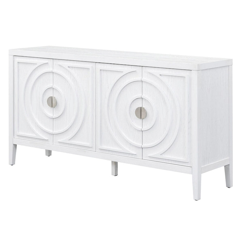 Portes de buffet rétro avec rainure circulaire Poignée de porte ronde en métal - 60L x 16P x 32H