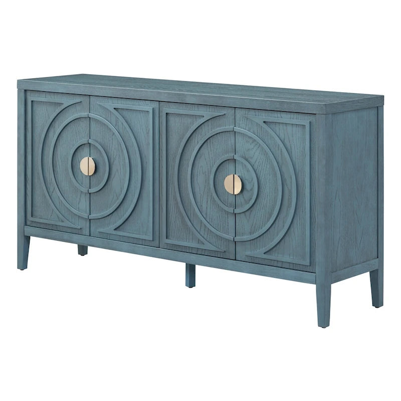 Portes de buffet rétro avec rainure circulaire Poignée de porte ronde en métal - 60L x 16P x 32H