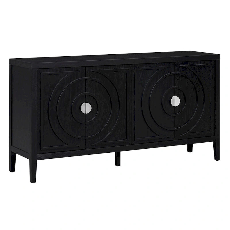 Portes de buffet rétro avec rainure circulaire Poignée de porte ronde en métal - 60L x 16P x 32H