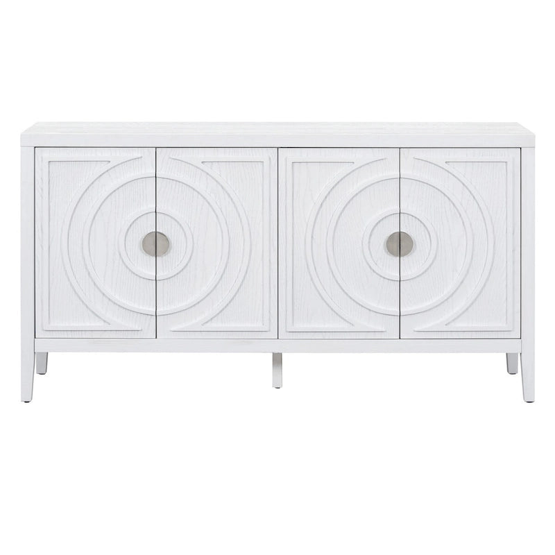 Portes de buffet rétro avec rainure circulaire Poignée de porte ronde en métal - 60L x 16P x 32H