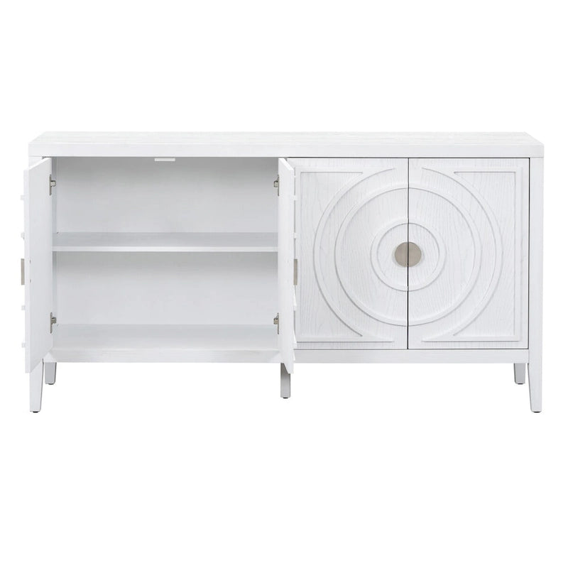 Portes de buffet rétro avec rainure circulaire Poignée de porte ronde en métal - 60L x 16P x 32H