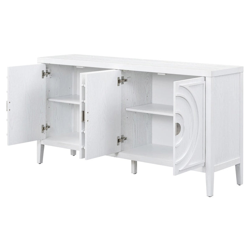 Portes de buffet rétro avec rainure circulaire Poignée de porte ronde en métal - 60L x 16P x 32H