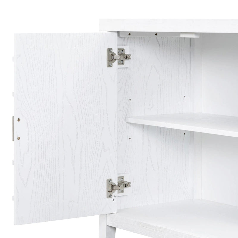 Portes de buffet rétro avec rainure circulaire Poignée de porte ronde en métal - 60L x 16P x 32H