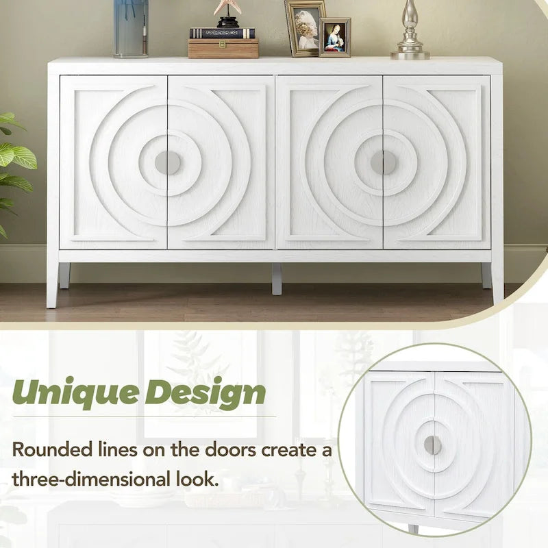 Portes de buffet rétro avec rainure circulaire Poignée de porte ronde en métal - 60L x 16P x 32H