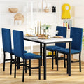Ensemble table à manger 5 pièces pour 4 personnes, table de cuisine imitation marbre avec chaises en velours pour petits espaces, coin repas, salon