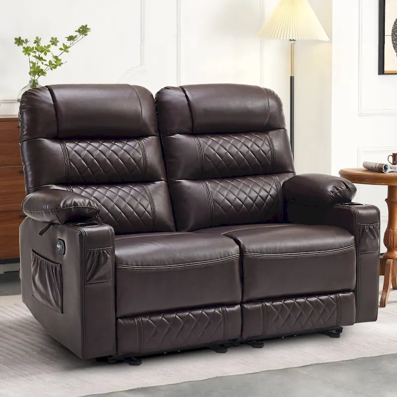 MCombo Causeuse inclinable électrique, Canapé inclinable électrique avec chauffage et vibrations, Ports USB, Porte-gobelets PR622