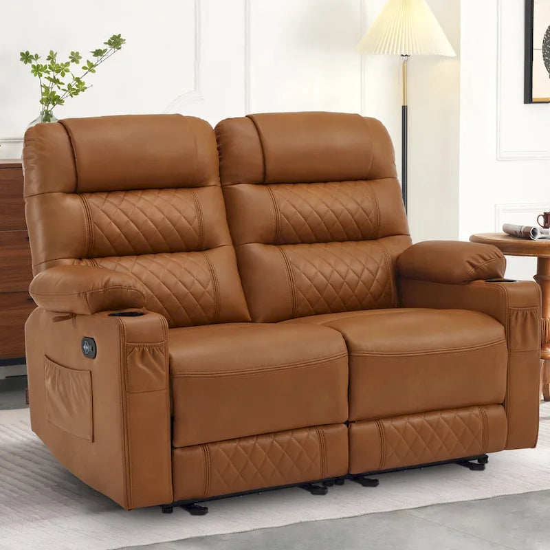 MCombo Causeuse inclinable électrique, Canapé inclinable électrique avec chauffage et vibrations, Ports USB, Porte-gobelets PR622