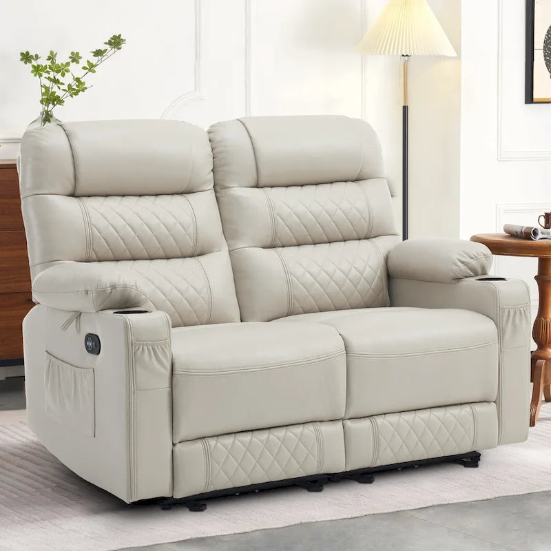 MCombo Causeuse inclinable électrique, Canapé inclinable électrique avec chauffage et vibrations, Ports USB, Porte-gobelets PR622