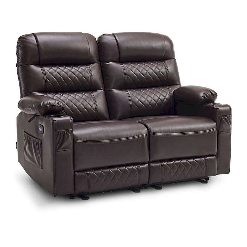 MCombo Causeuse inclinable électrique, Canapé inclinable électrique avec chauffage et vibrations, Ports USB, Porte-gobelets PR622