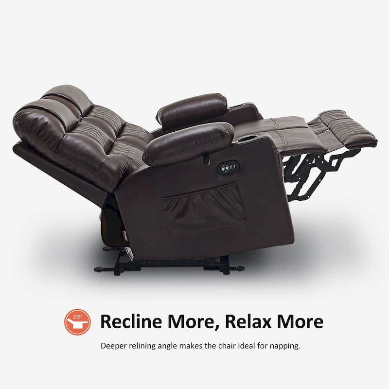 MCombo Causeuse inclinable électrique, Canapé inclinable électrique avec chauffage et vibrations, Ports USB, Porte-gobelets PR622