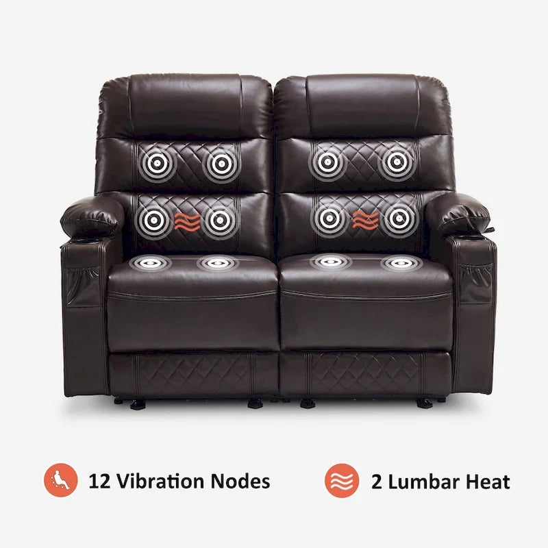 MCombo Causeuse inclinable électrique, Canapé inclinable électrique avec chauffage et vibrations, Ports USB, Porte-gobelets PR622