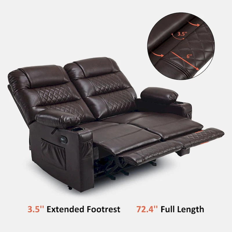 MCombo Causeuse inclinable électrique, Canapé inclinable électrique avec chauffage et vibrations, Ports USB, Porte-gobelets PR622