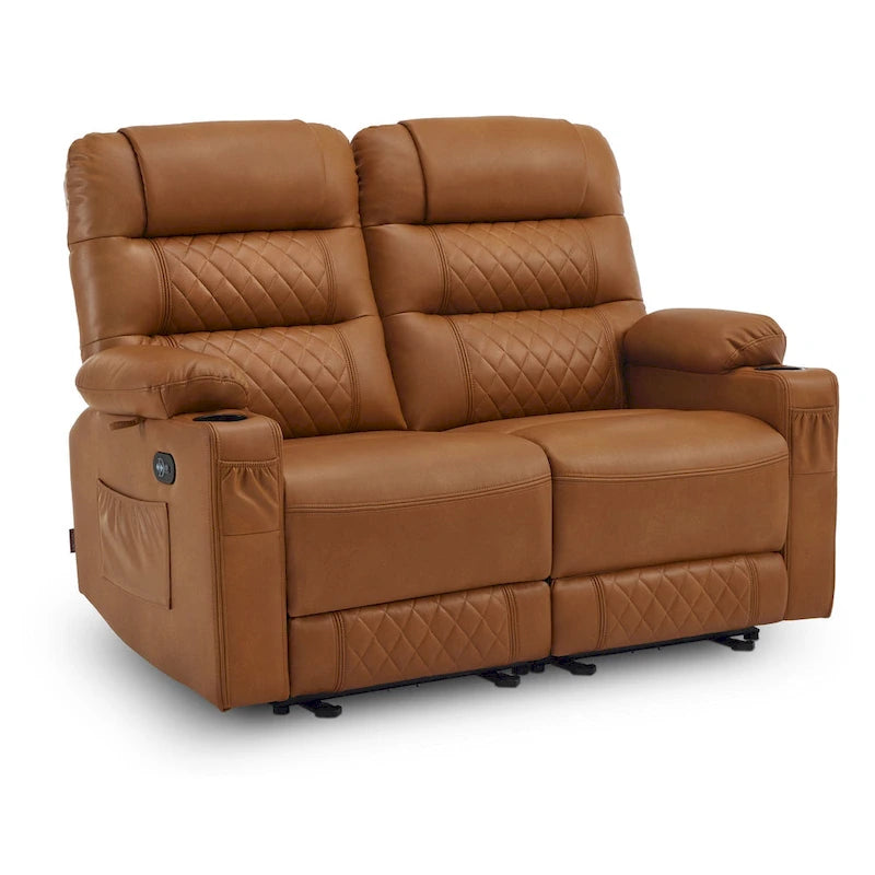 MCombo Causeuse inclinable électrique, Canapé inclinable électrique avec chauffage et vibrations, Ports USB, Porte-gobelets PR622