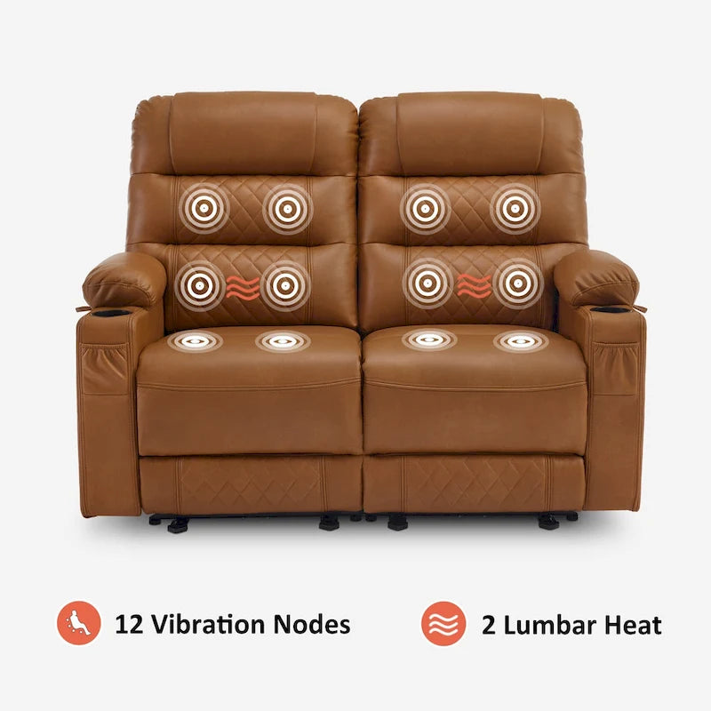 MCombo Causeuse inclinable électrique, Canapé inclinable électrique avec chauffage et vibrations, Ports USB, Porte-gobelets PR622