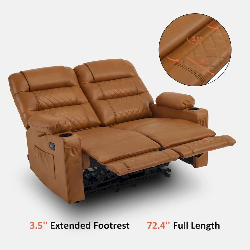 MCombo Causeuse inclinable électrique, Canapé inclinable électrique avec chauffage et vibrations, Ports USB, Porte-gobelets PR622