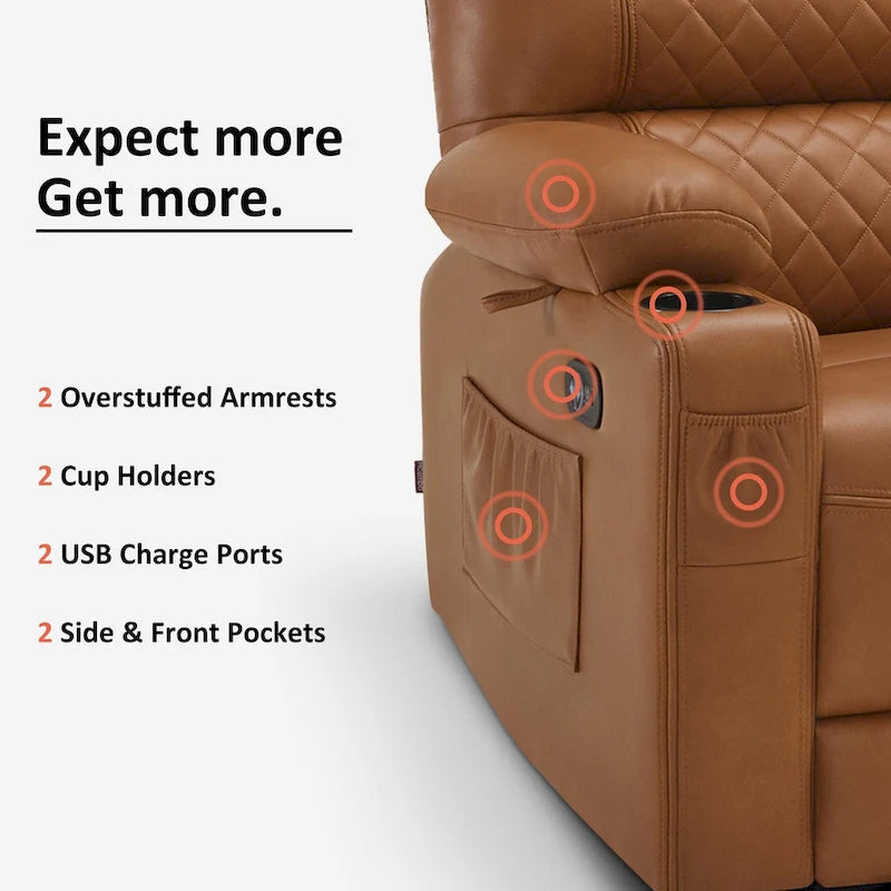 MCombo Causeuse inclinable électrique, Canapé inclinable électrique avec chauffage et vibrations, Ports USB, Porte-gobelets PR622