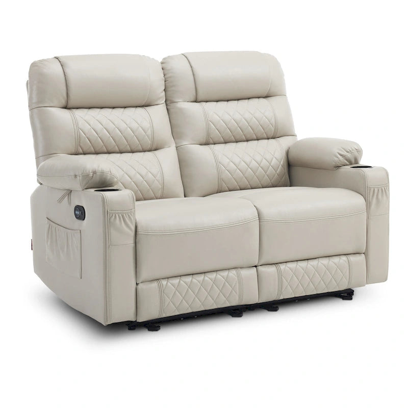MCombo Causeuse inclinable électrique, Canapé inclinable électrique avec chauffage et vibrations, Ports USB, Porte-gobelets PR622
