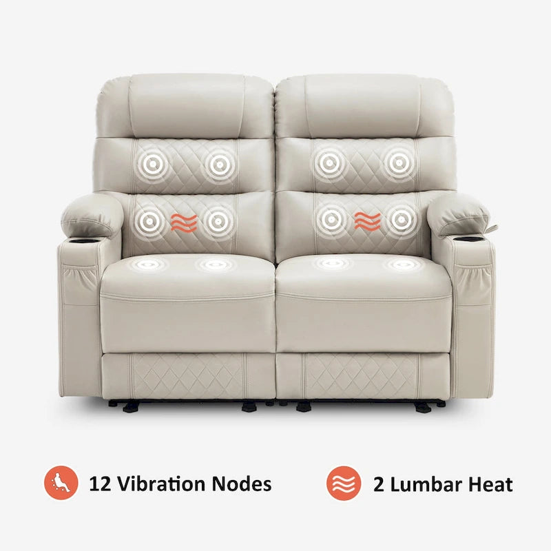 MCombo Causeuse inclinable électrique, Canapé inclinable électrique avec chauffage et vibrations, Ports USB, Porte-gobelets PR622