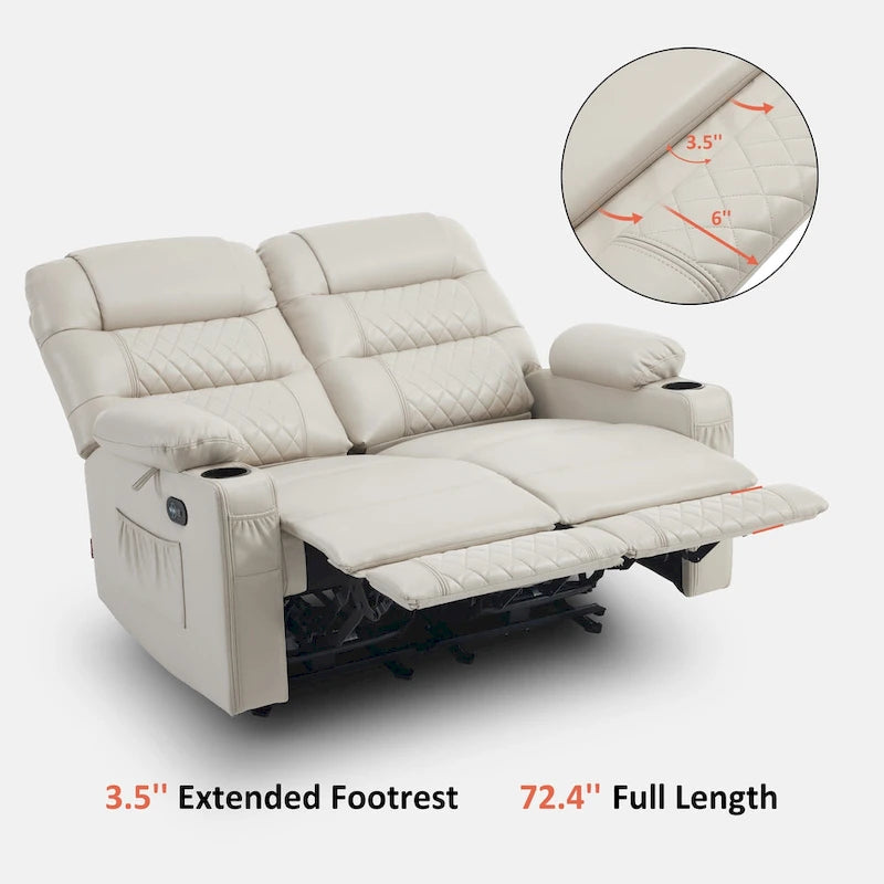 MCombo Causeuse inclinable électrique, Canapé inclinable électrique avec chauffage et vibrations, Ports USB, Porte-gobelets PR622