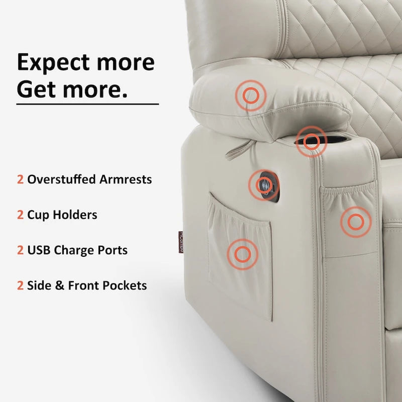 MCombo Causeuse inclinable électrique, Canapé inclinable électrique avec chauffage et vibrations, Ports USB, Porte-gobelets PR622