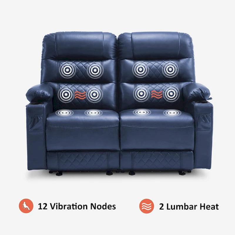 MCombo Causeuse inclinable électrique, Canapé inclinable électrique avec chauffage et vibrations, Ports USB, Porte-gobelets PR622