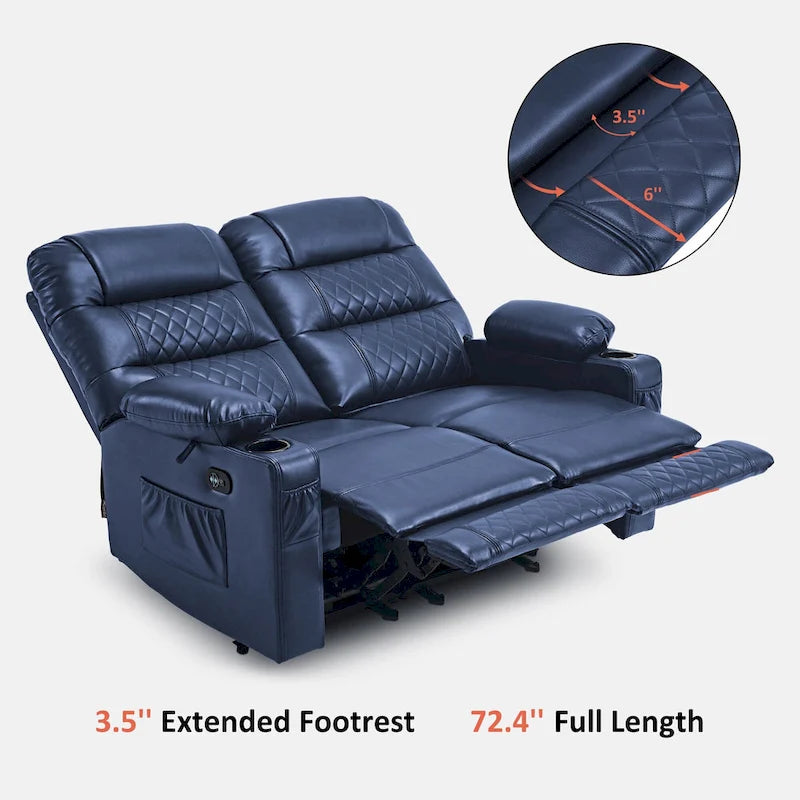 MCombo Causeuse inclinable électrique, Canapé inclinable électrique avec chauffage et vibrations, Ports USB, Porte-gobelets PR622