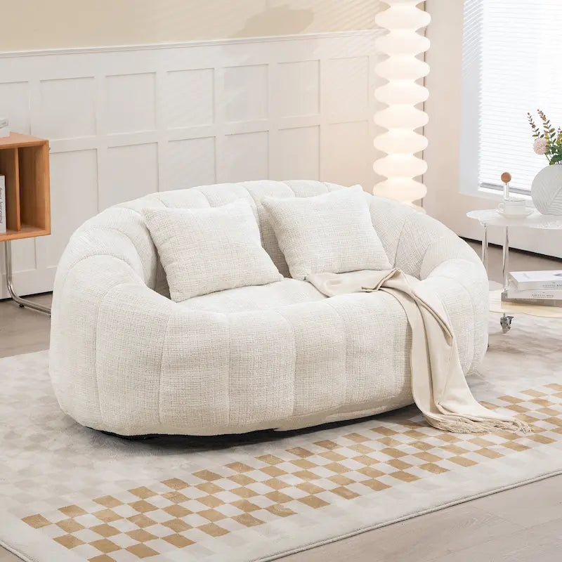 HOMEFUN Chenille, canapé-lit double pouf poire avec dossier haut, rembourré pour un confort durable