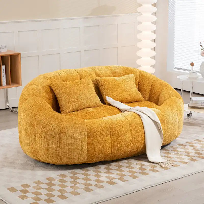 HOMEFUN Chenille, canapé-lit double pouf poire avec dossier haut, rembourré pour un confort durable