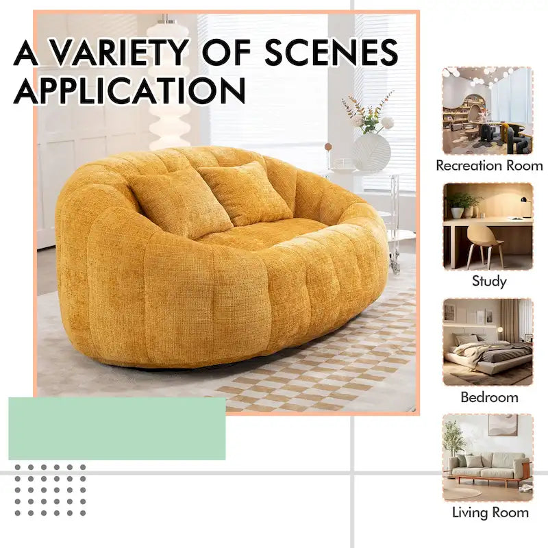 HOMEFUN Chenille, canapé-lit double pouf poire avec dossier haut, rembourré pour un confort durable