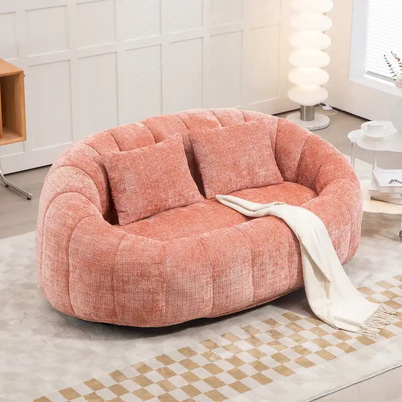 HOMEFUN Chenille, canapé-lit double pouf poire avec dossier haut, rembourré pour un confort durable