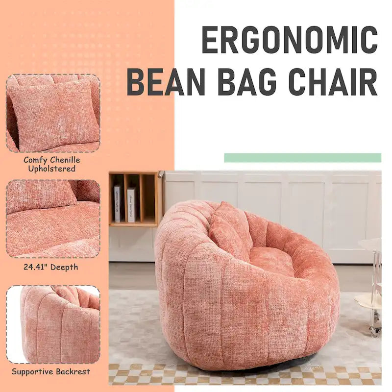 HOMEFUN Chenille, canapé-lit double pouf poire avec dossier haut, rembourré pour un confort durable