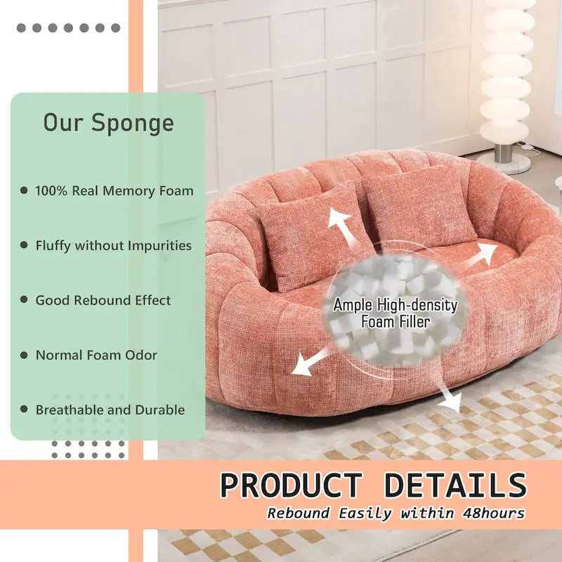 HOMEFUN Chenille, canapé-lit double pouf poire avec dossier haut, rembourré pour un confort durable