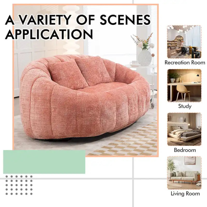 HOMEFUN Chenille, canapé-lit double pouf poire avec dossier haut, rembourré pour un confort durable