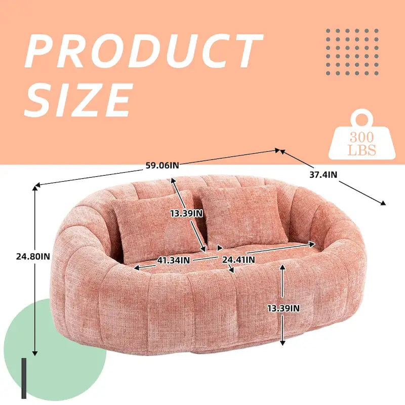 HOMEFUN Chenille, canapé-lit double pouf poire avec dossier haut, rembourré pour un confort durable