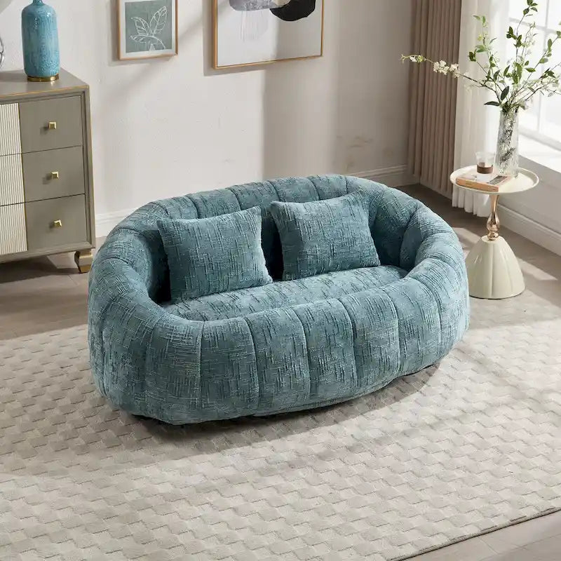 HOMEFUN Chenille, canapé-lit double pouf poire avec dossier haut, rembourré pour un confort durable