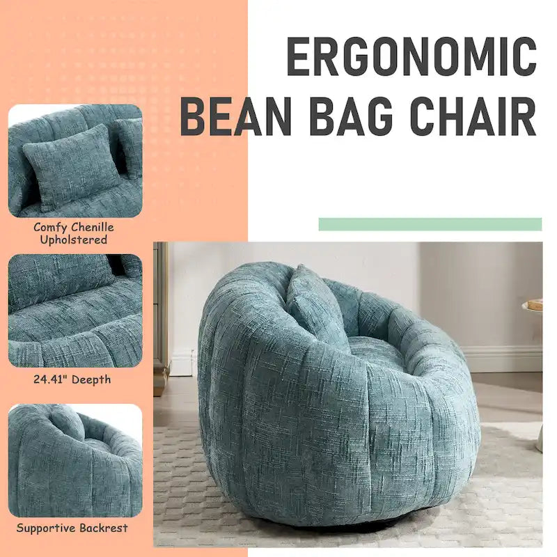HOMEFUN Chenille, canapé-lit double pouf poire avec dossier haut, rembourré pour un confort durable