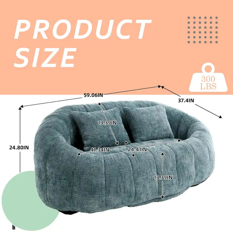 HOMEFUN Chenille, canapé-lit double pouf poire avec dossier haut, rembourré pour un confort durable