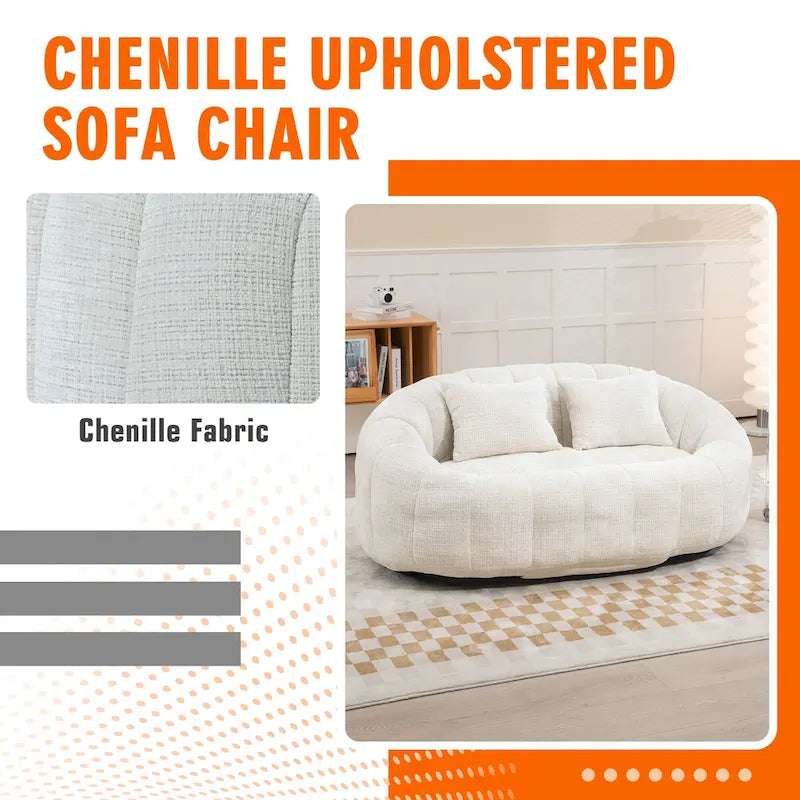HOMEFUN Chenille, canapé-lit double pouf poire avec dossier haut, rembourré pour un confort durable