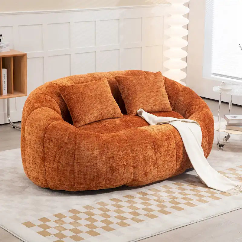 HOMEFUN Chenille, canapé-lit double pouf poire avec dossier haut, rembourré pour un confort durable
