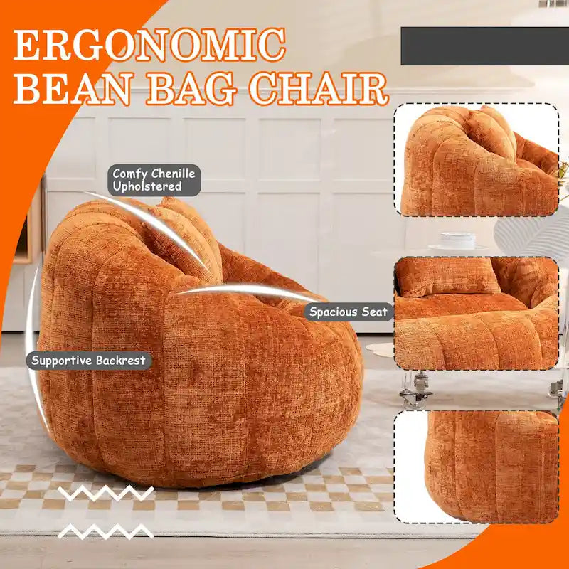 HOMEFUN Chenille, canapé-lit double pouf poire avec dossier haut, rembourré pour un confort durable