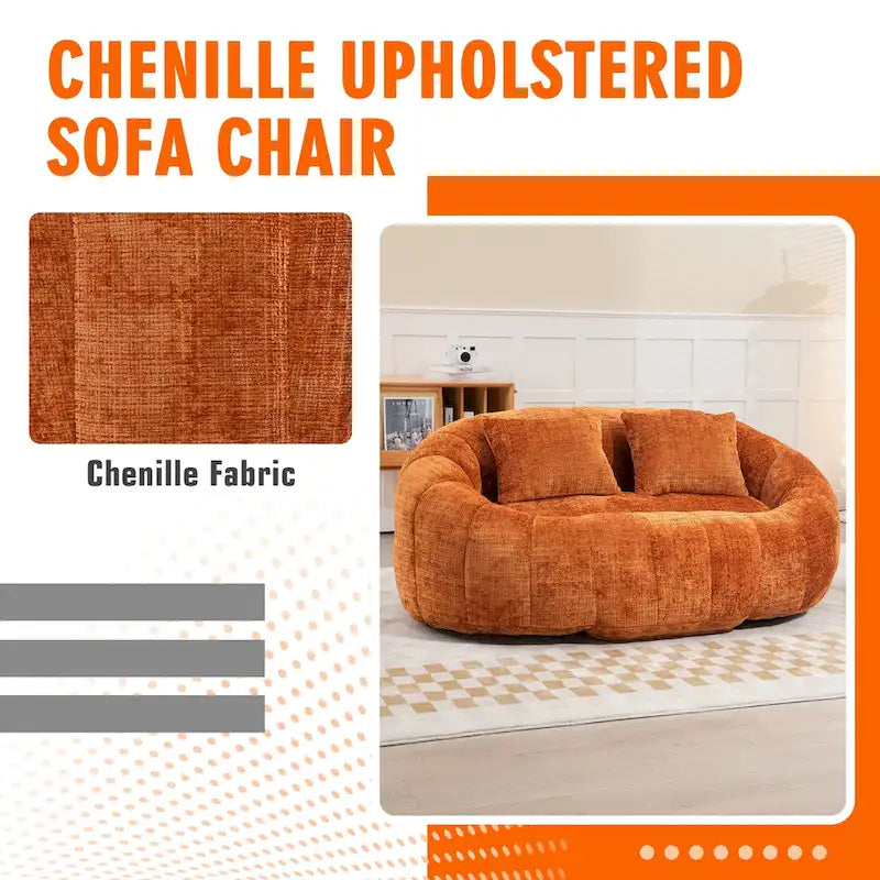 HOMEFUN Chenille, canapé-lit double pouf poire avec dossier haut, rembourré pour un confort durable