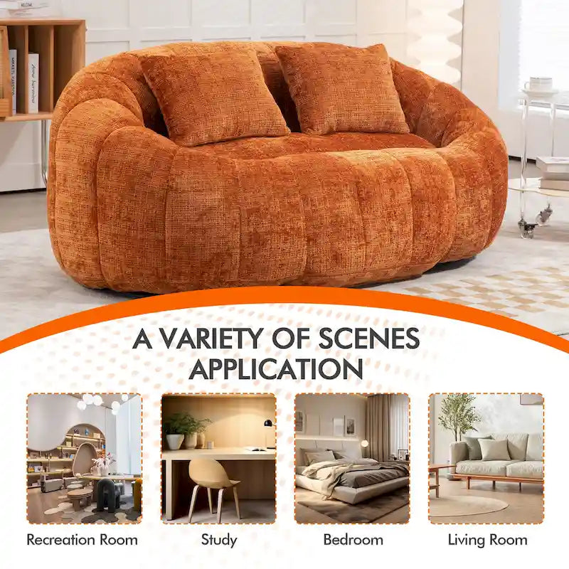 HOMEFUN Chenille, canapé-lit double pouf poire avec dossier haut, rembourré pour un confort durable