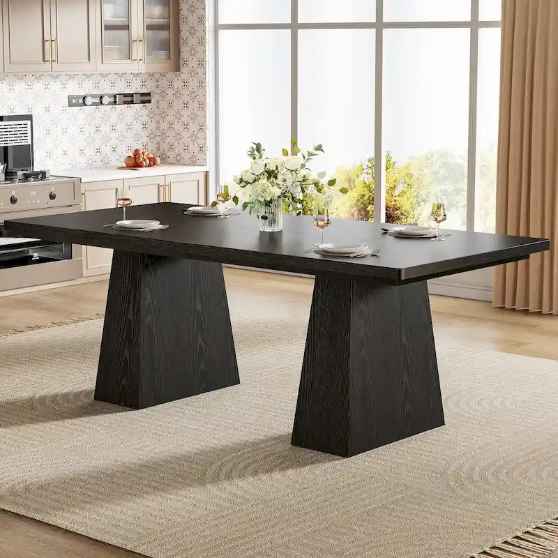 Table à manger de cuisine en bois de style rustique de 160 cm pour 4 à 6 personnes