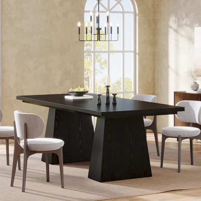 63 Inches Farmhouse Wood Kitchen Dining Table for 4-6