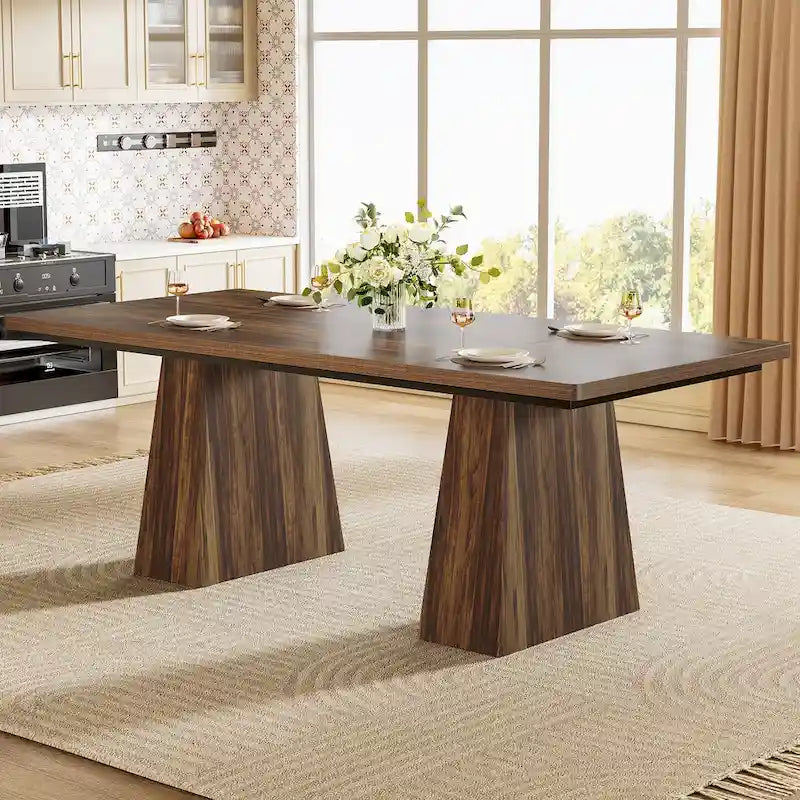 Table à manger de cuisine en bois de style rustique de 160 cm pour 4 à 6 personnes