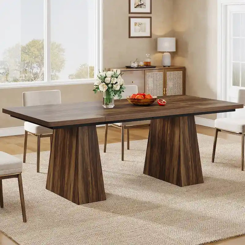 Table à manger de cuisine en bois de style rustique de 160 cm pour 4 à 6 personnes